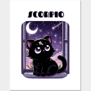 Scorpio Zodiac Cat Posters and Art